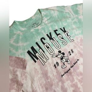 Disney Mickey Mouse Tie Dye Tee Men’s L Unisex Green Lavender Classic Vacation